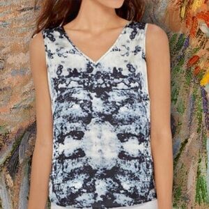 NWOT Eva Longoria V-Neck Tie-Dye Graphic Print V-Neck Sleeveless Blouse XS
